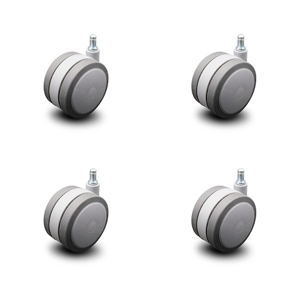 4" Gray Soft Wheel Grip Ring Office Chair Casters  SCC, PK4